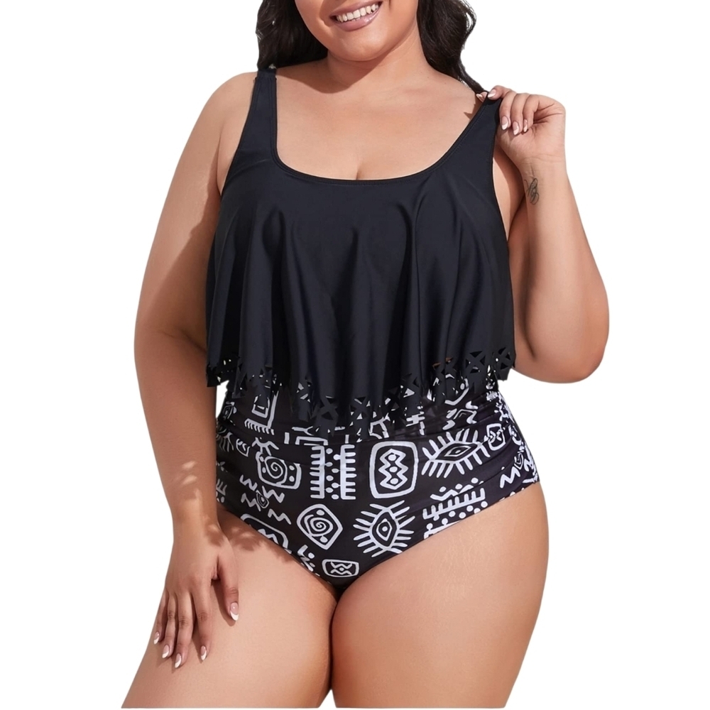 MOONCORE - 3X Black & White Tankini Swimwear - Picture 5 of 11